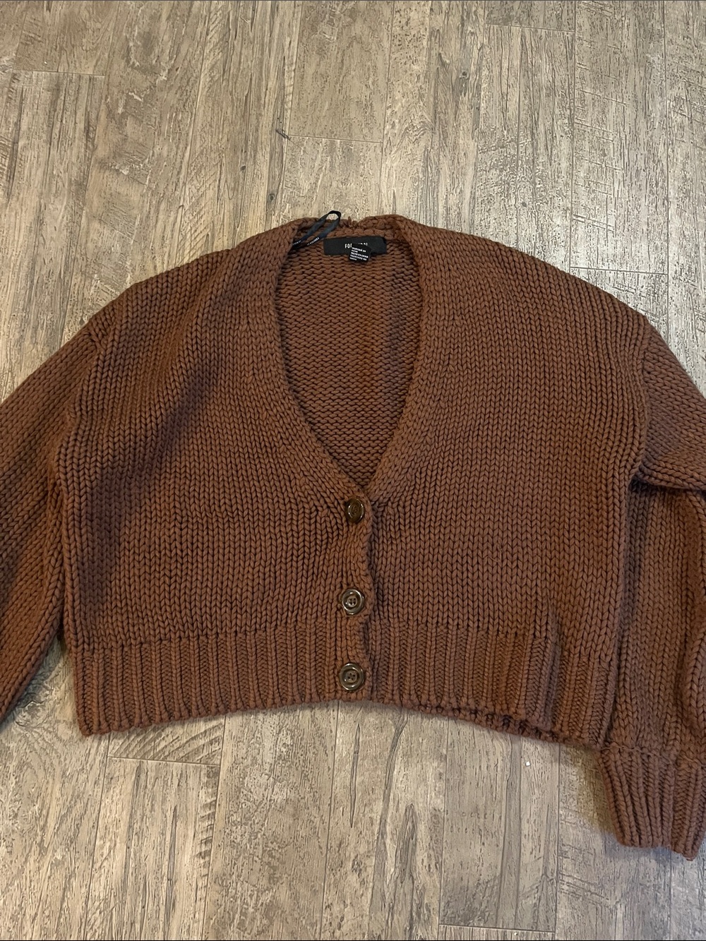 Forever 21 Chunky Cropped Button Cardigan - Brown